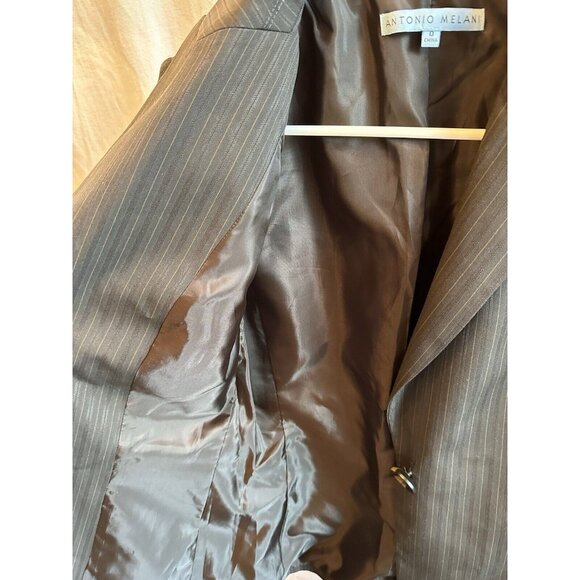 Antonio Melani Blazer‎ Jacket Women 0 Brown Gold Pinstripe Party Career Workwear - Picture 6 of 9